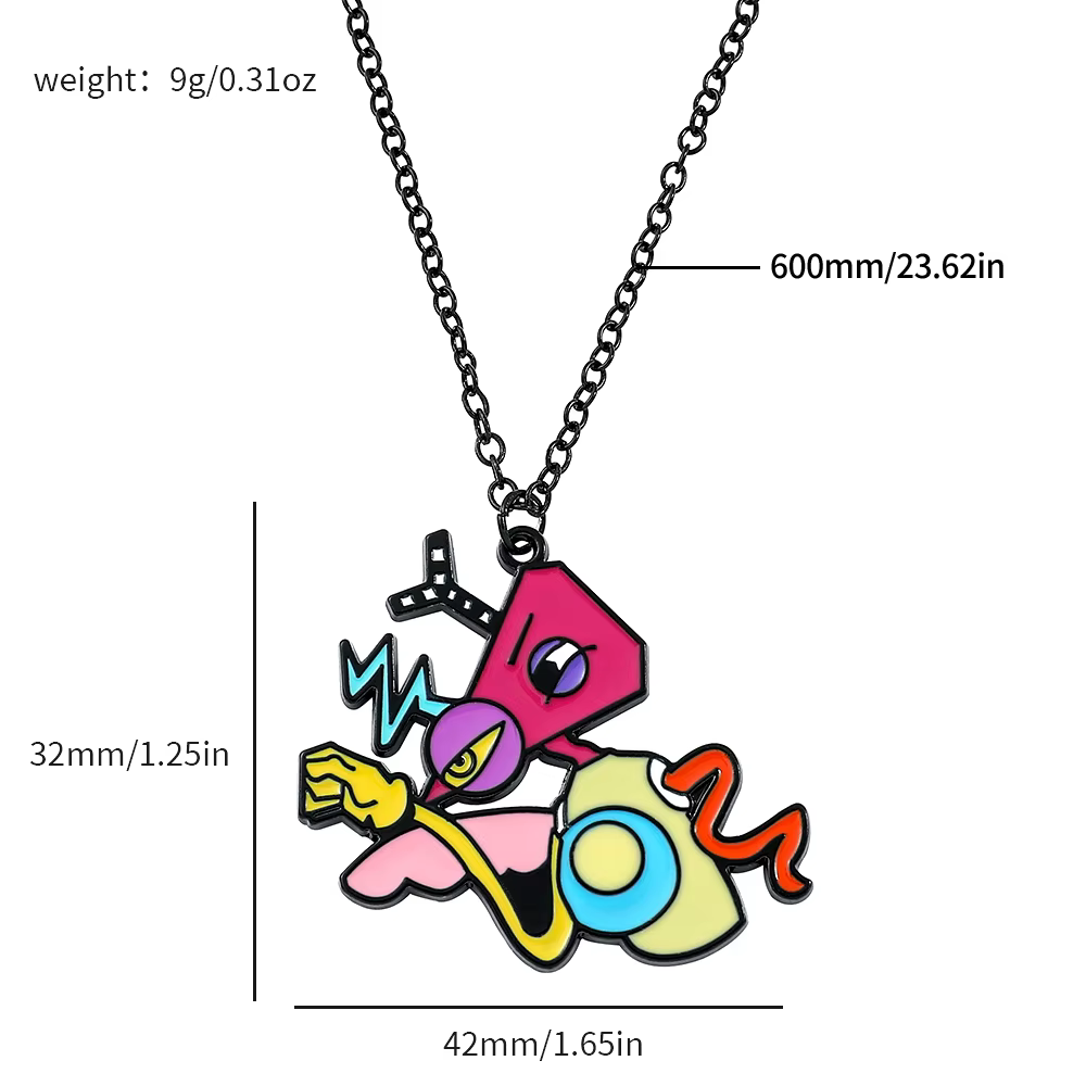 Collier Kawaii de la série The Amazing Digital Circus - Bijou en métal émaillé tendance