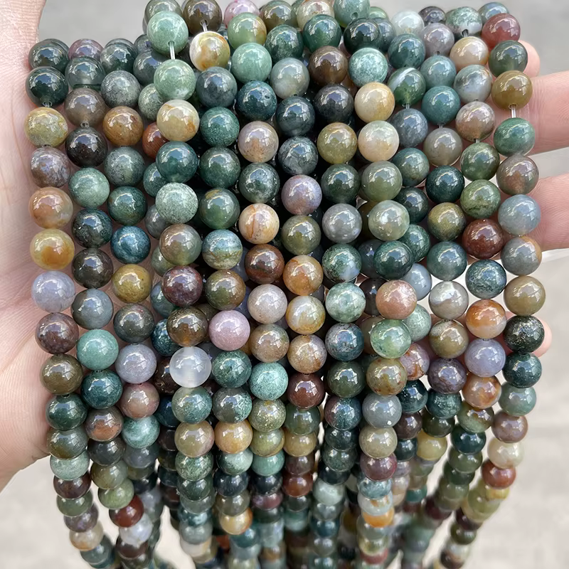 Perle d'agate indienne en pierre naturelle