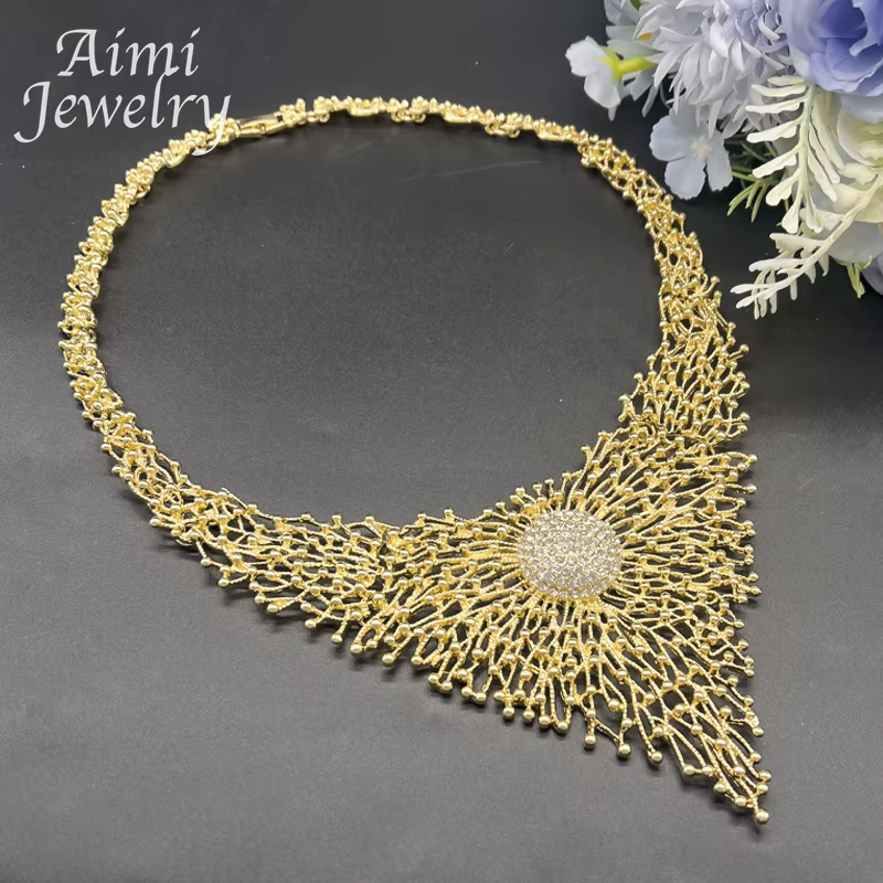 Ensemble de bijoux plaqués or 18 carats pour femme