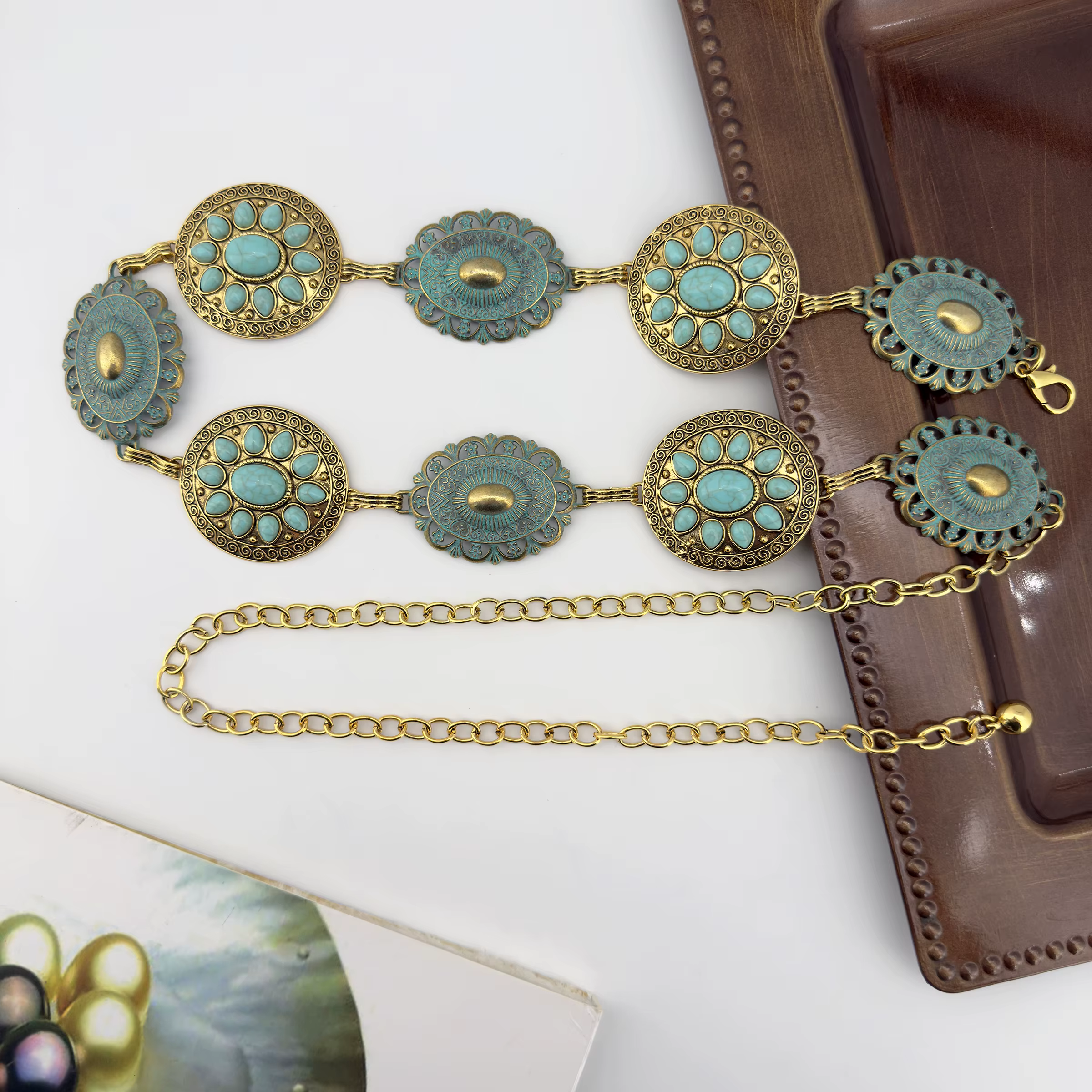 Chaîne de taille turquoise pour femmes