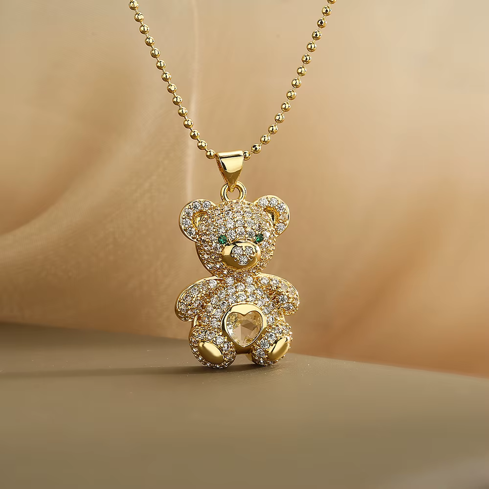 Colliers de luxe avec pendentif petit ours pour femmes et filles