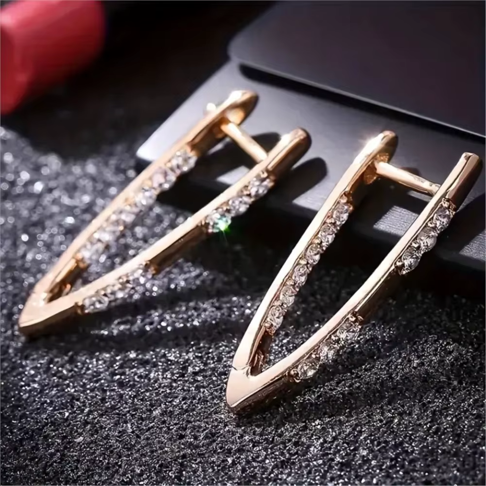Boucles d'oreilles pendantes luxueuses en forme de V pour femmes