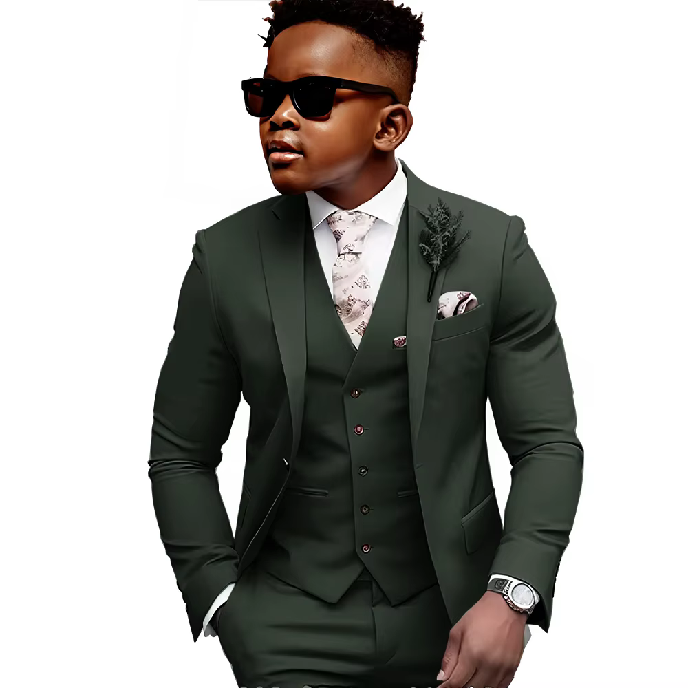 Costume de smoking élégant vert sauge pour garçon