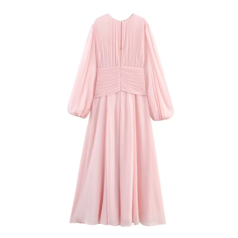 Robe maxi élégante rose printemps pour femmes