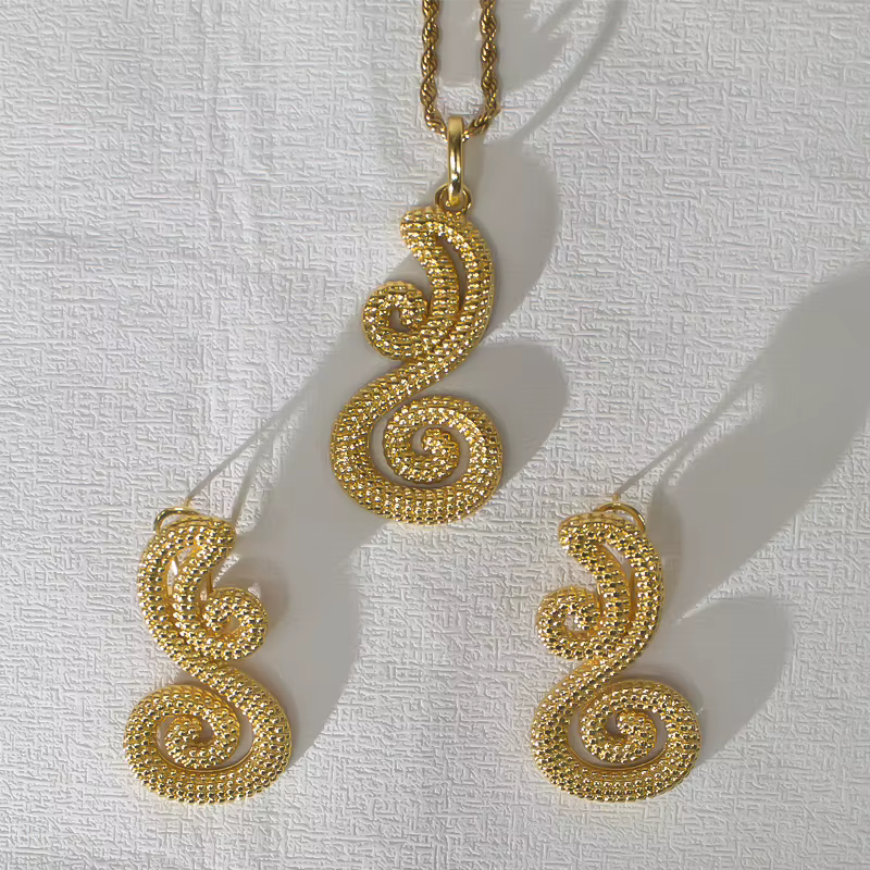 Ensemble de bijoux dorés de dubaï pour femmes