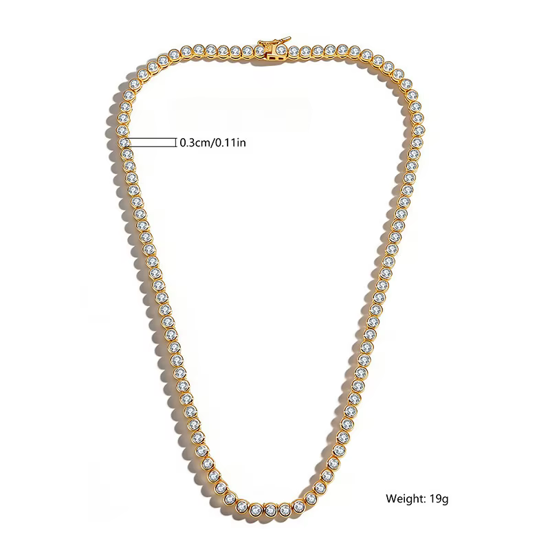 Collier tendance en or 14 carats avec diamants de laboratoire de 3 mm