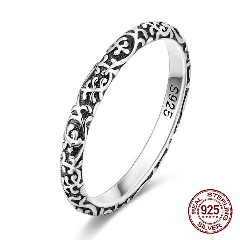 Bague en argent sterling 925 vintage oxydé