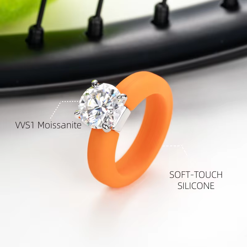 Bague de fiançailles solitaire MossanRappr en argent sterling 925 avec moissanite couleur D de 3