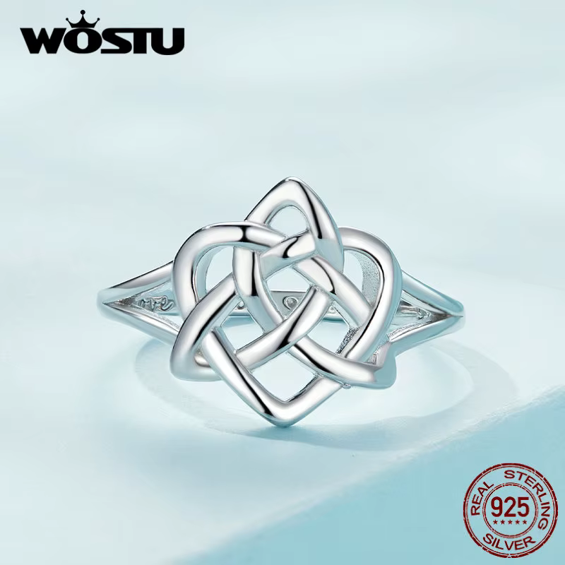 WOSTU – bagues à nœud celtique en argent Sterling 925 pour femmes