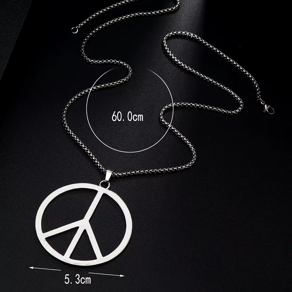 Collier Hippie avec signe de paix pour hommes et femmes, chaîne en acier inoxydable, breloques de paix, bijoux cadeau