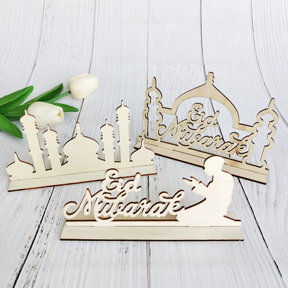 Ornements en bois Eid Mubarak