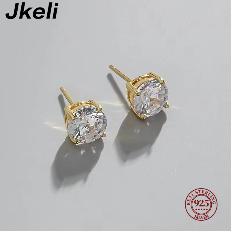 Jkeli 100% 925 argent Sterling quatre griffes incrustées de zircon 4mm/5mm/6mm boucles d'oreilles pour les femmes de haute qualité bijoux de mariage scintillants