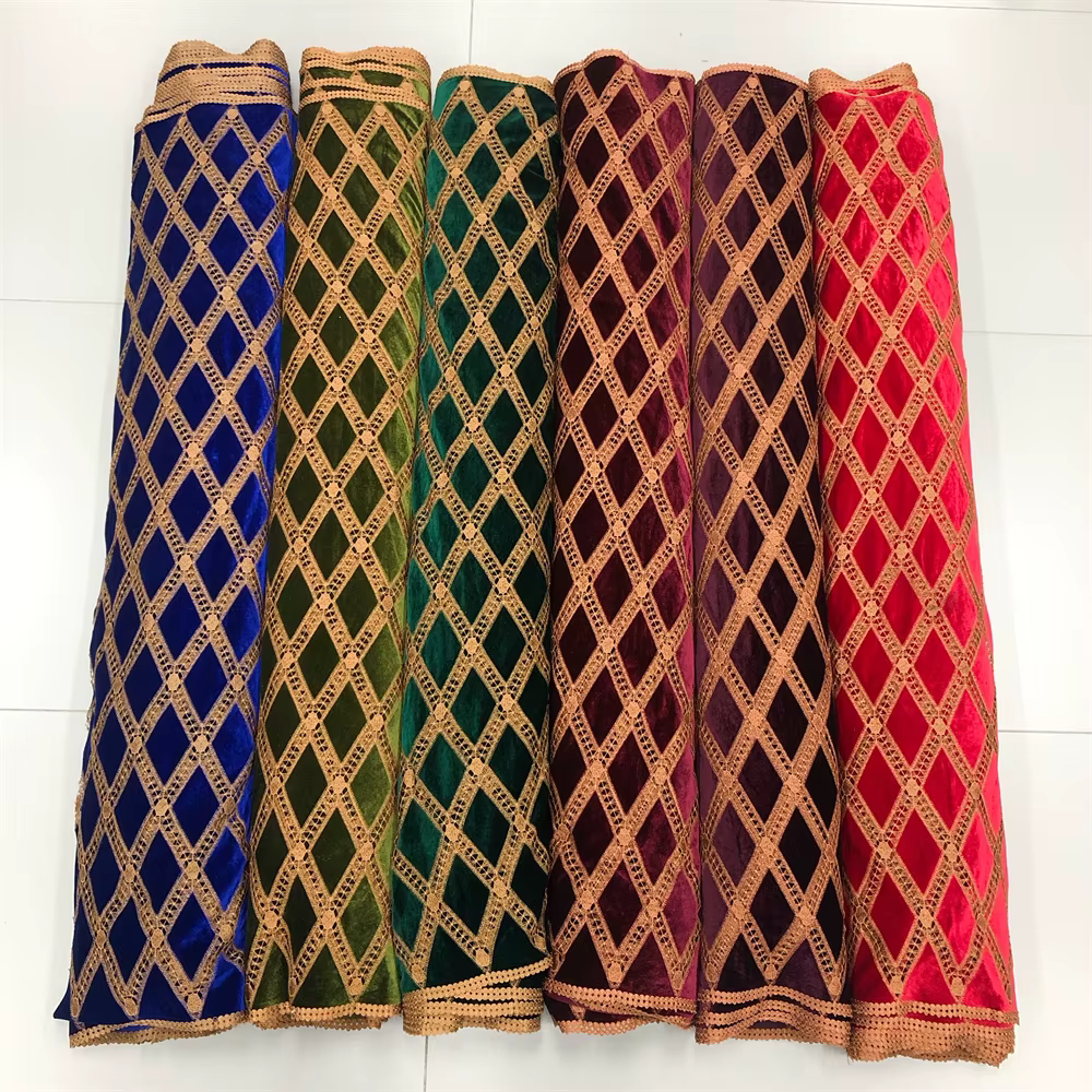 Tissu en dentelle africaine à motifs géométriques 2025