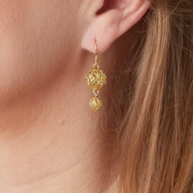 Boucles d'oreilles pendantes artistiques rétro sculptées à la main
