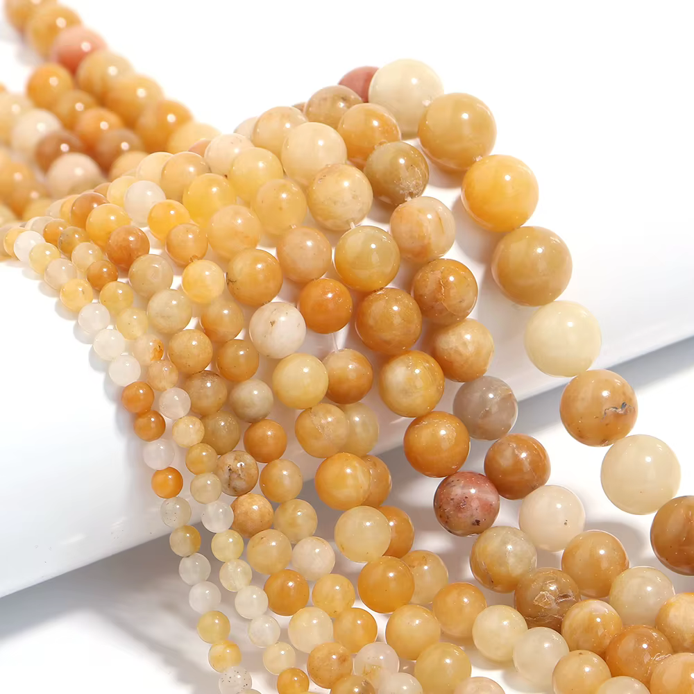 Louleur 1 brin perles en pierre naturelle Aventurine jaune