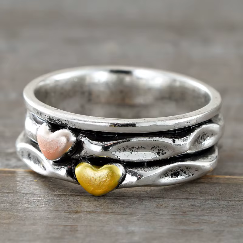 Bague double cœur Huitan pour femme