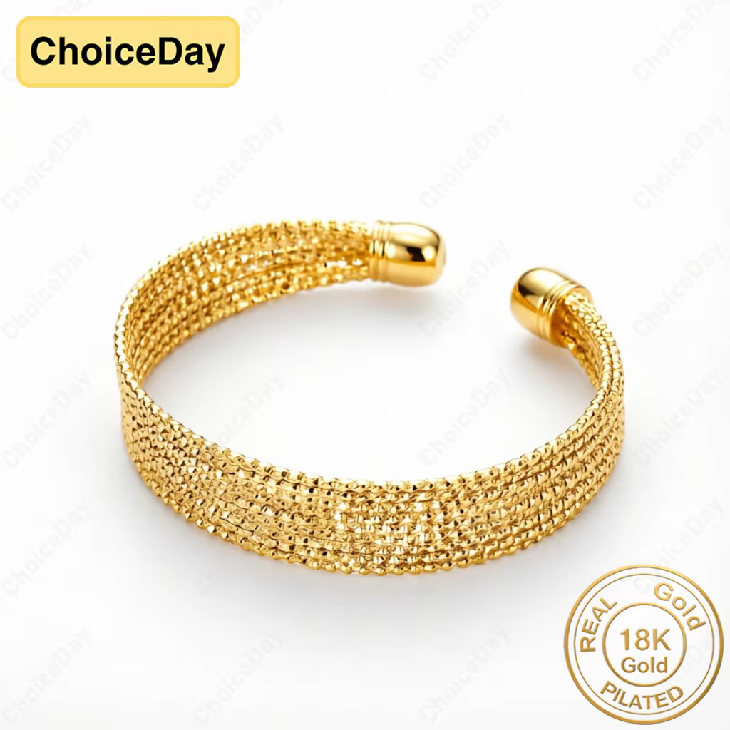 Bracelet ouvert luxueux plaqué or 18 carats