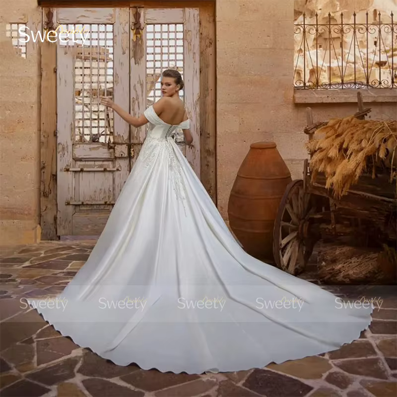 Robe De mariée Vintage en Satin avec perles