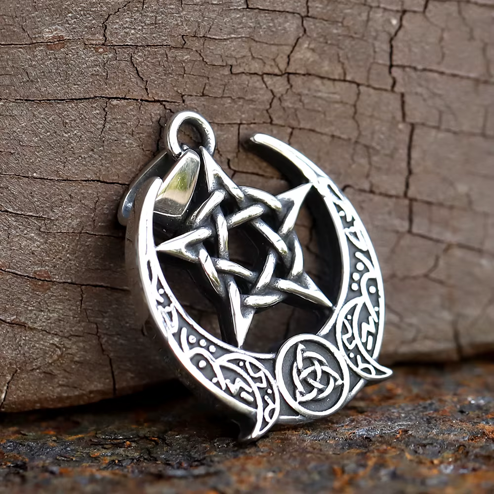 Collier pendentif croix celtique de sorcière Viking avec nœud
