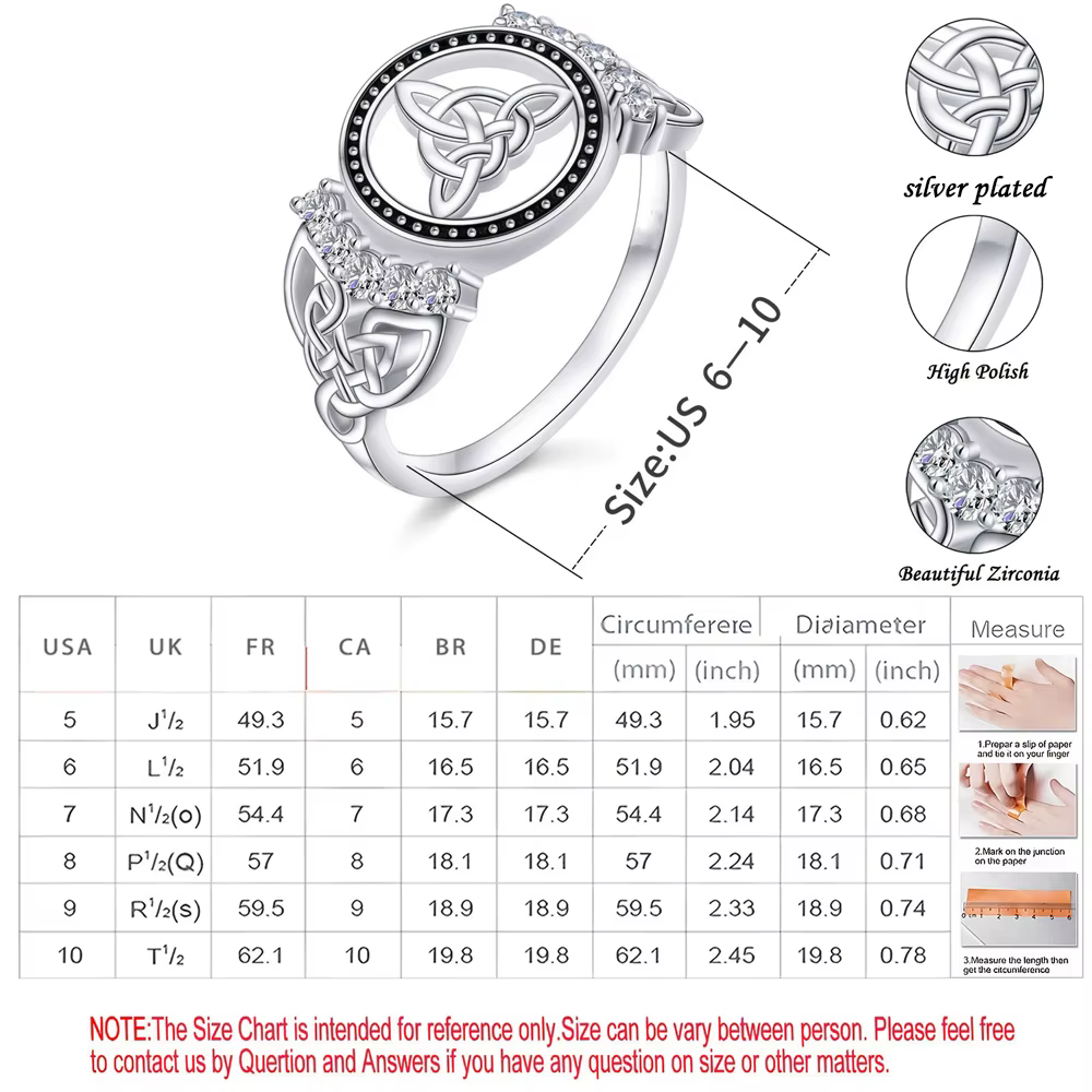 Bague à nœud celtique en argent thaïlandais pour femmes