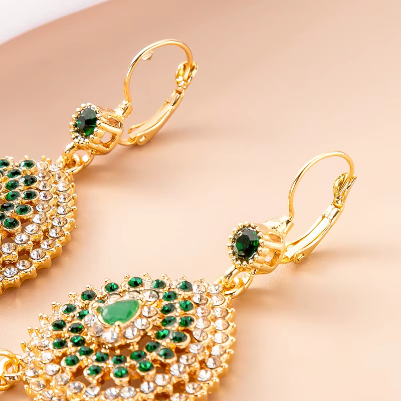 Boucles d'oreilles de luxe marocaines couleur or pour femmes