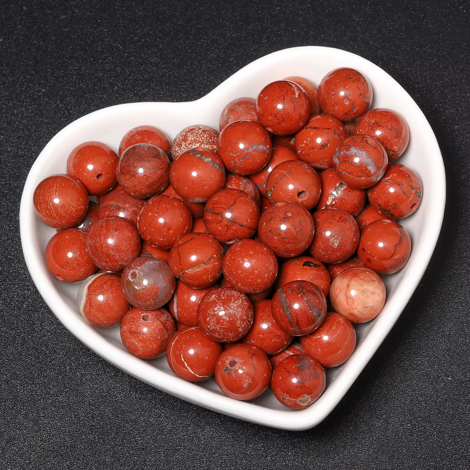 Perles rondes en pierre de jaspe rouge naturel