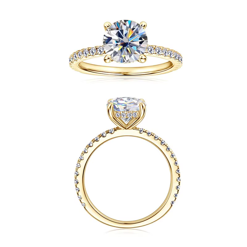 Bague Solitaire Moissanite 8mm 2.0CT pour femmes