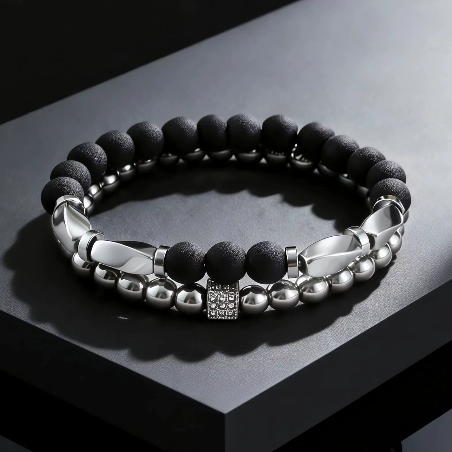 Ensemble de 2 bracelets tendance pour hommes