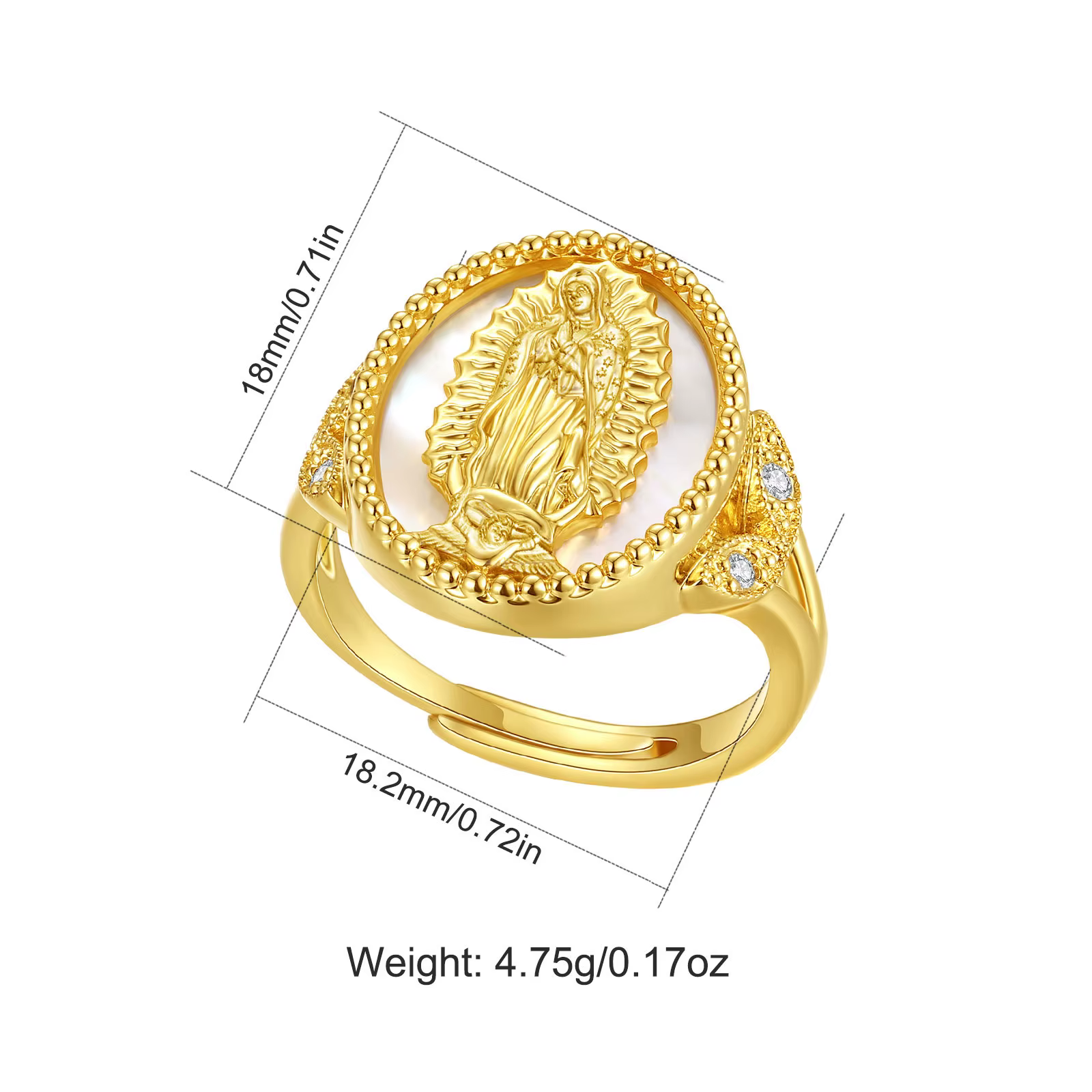 Bague Eudora en cuivre Vierge Marie