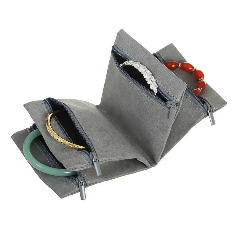 Sac de rangement pour bijoux de voyage avec fermeture éclair