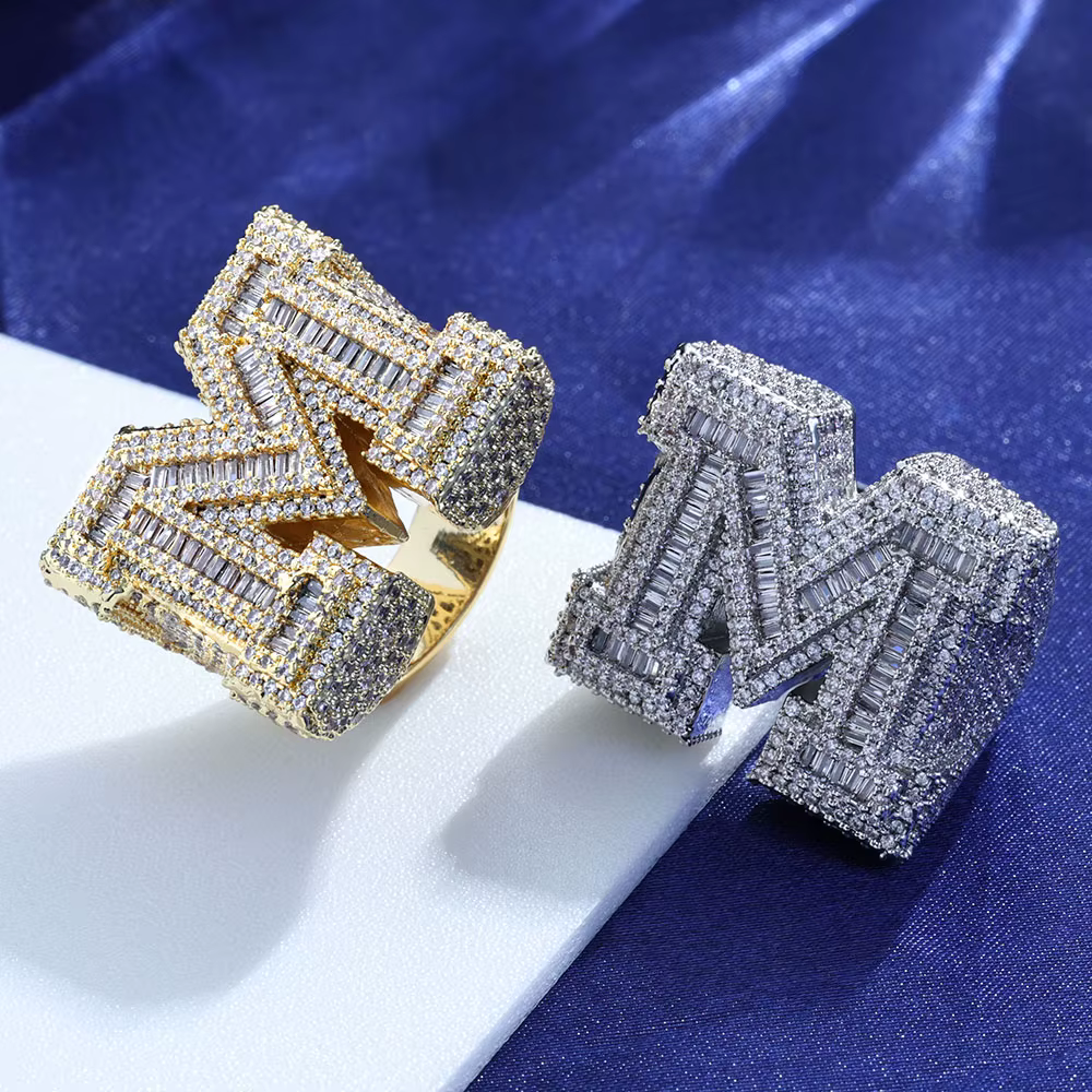 Bague Hip Hop lettre M pour hommes