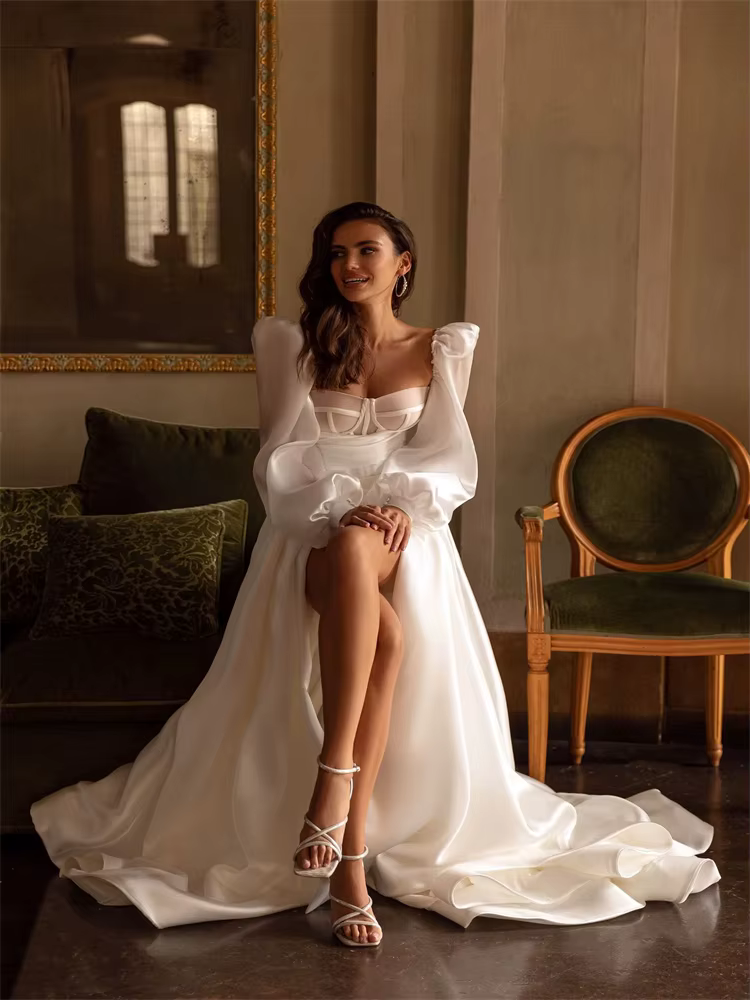 Robe de mariée trapèze en Satin