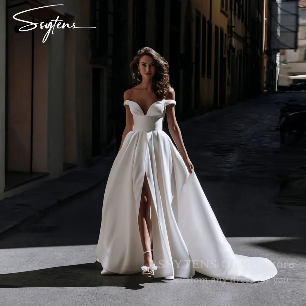 SSYTENS élégant blanc robes De mariée civile bohème robe