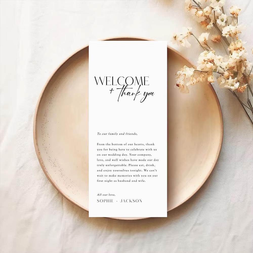 Cartes de Remerciement au Menu Personnalisé