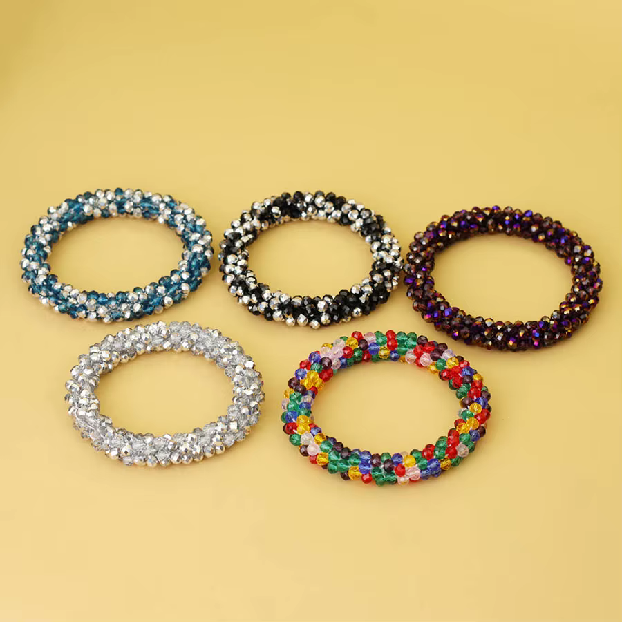 Bracelet de perles de verre de cristal pour femmes, Brazlets de perles faits à la main, Style ethnique, bijoux de luxe, élastique, bandeau de cheveux pour filles, accessoires