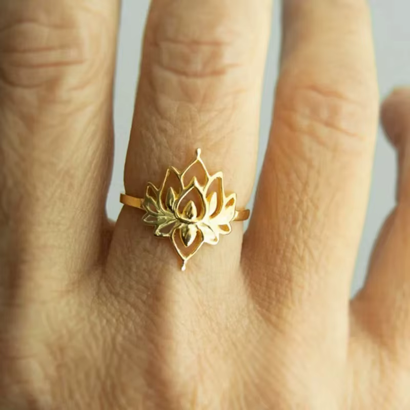 Huitan – bague Design fleur de Lotus pour femmes