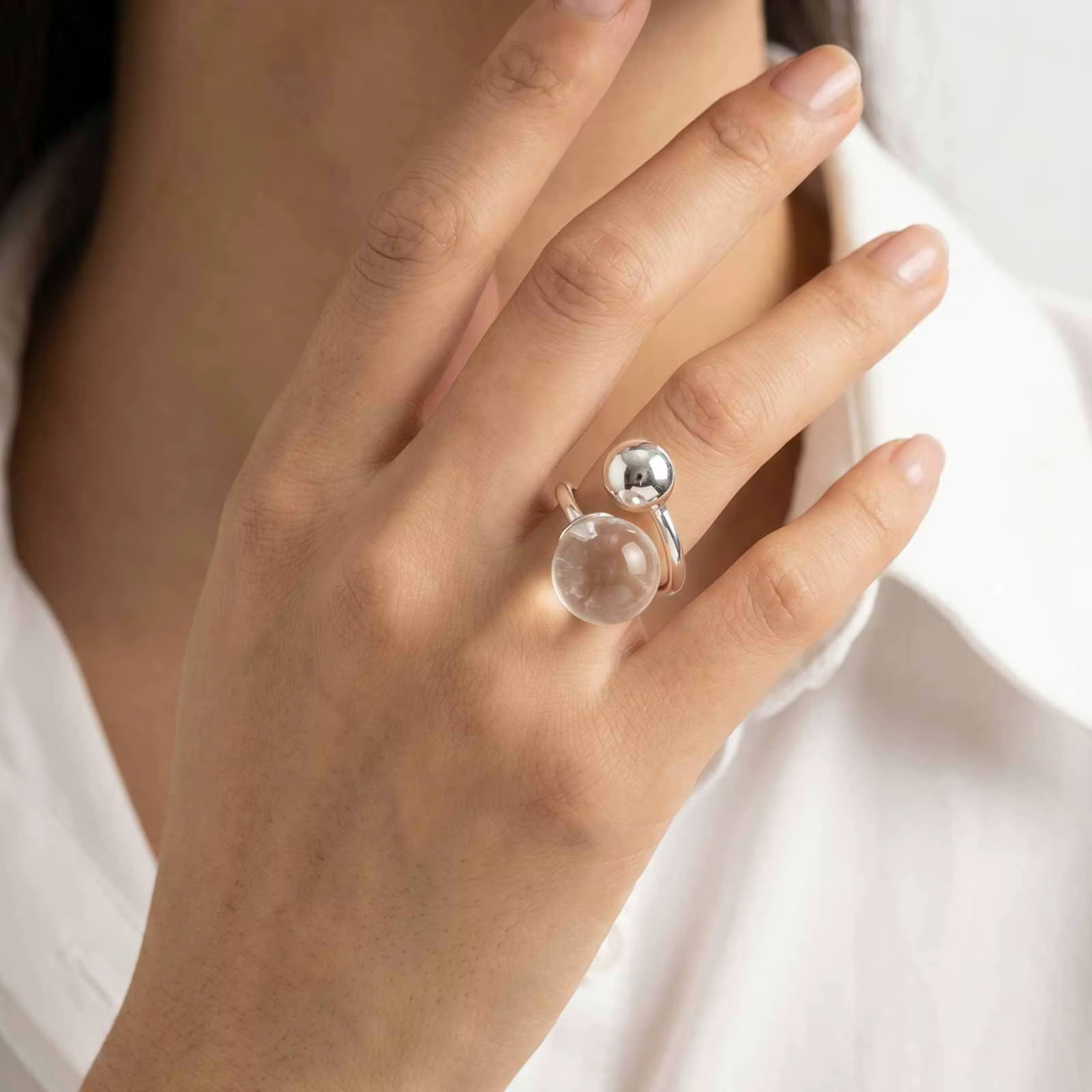 Bague ouverte en argent pour femme