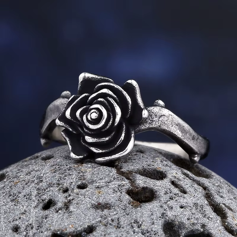 Bague à fleurs en acier inoxydable 316L pour hommes et femmes