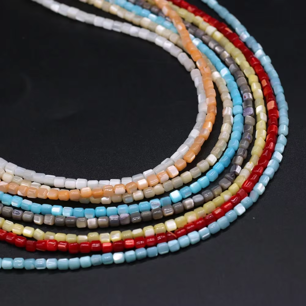 Perles de Coquillage Multicolore en Pierre Naturelle