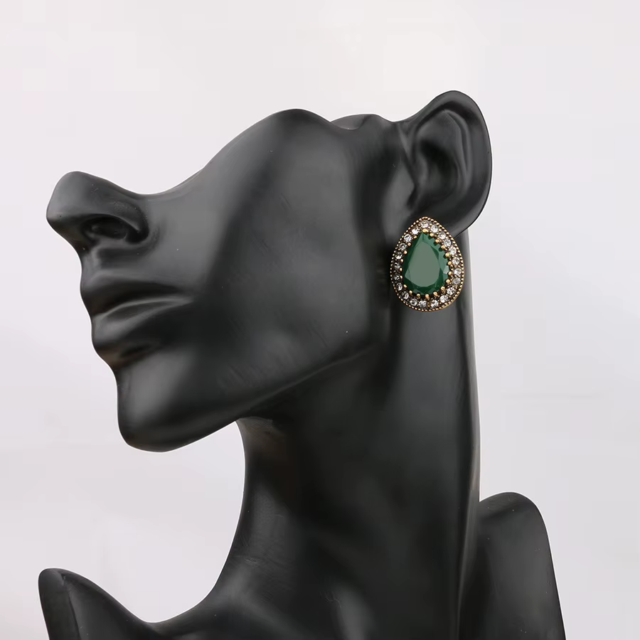 Boucles d'oreilles de fiançailles en émail rétro goutte d'eau pour femmes et filles, bijoux en pierres précieuses naturelles Copal, cadeaux de mariage