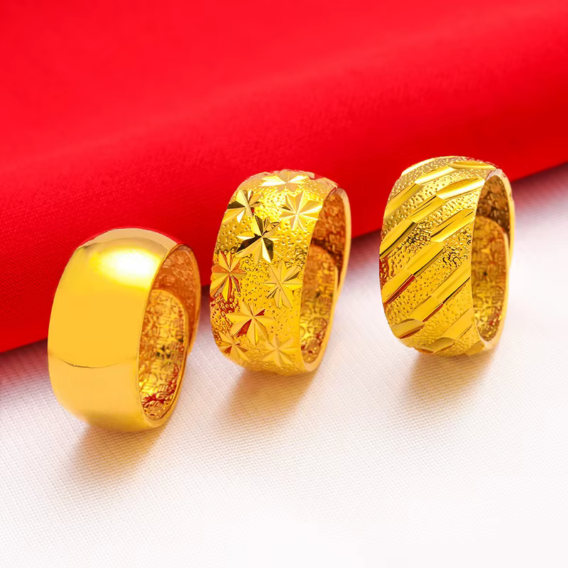 Homme large 12mm grande bague ouverture couleur réglable 24K bagues en or véritable plaqué 999 18K étoiles météore douche lueur bijoux pour hommes