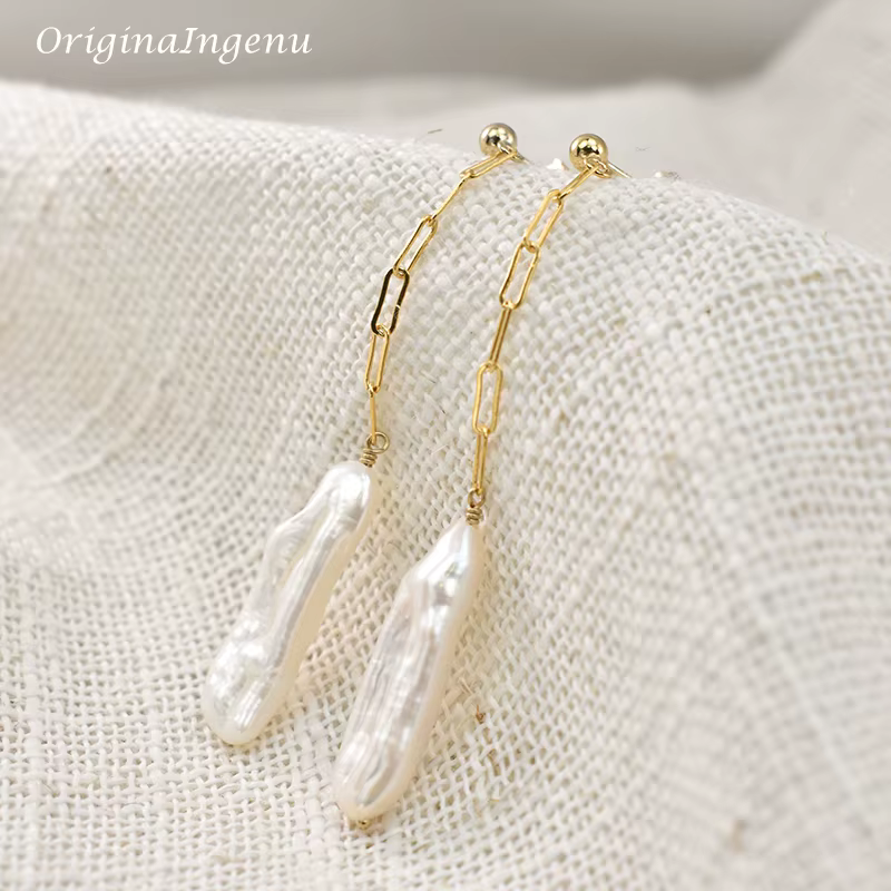 Boucles d'oreilles en perles baroques faites à la main pour femmes