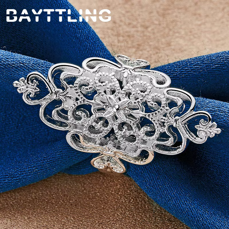 BAYTTLING Argent Sterling 925 6/7/8/9/10 # Bague à motif creux pour femmes