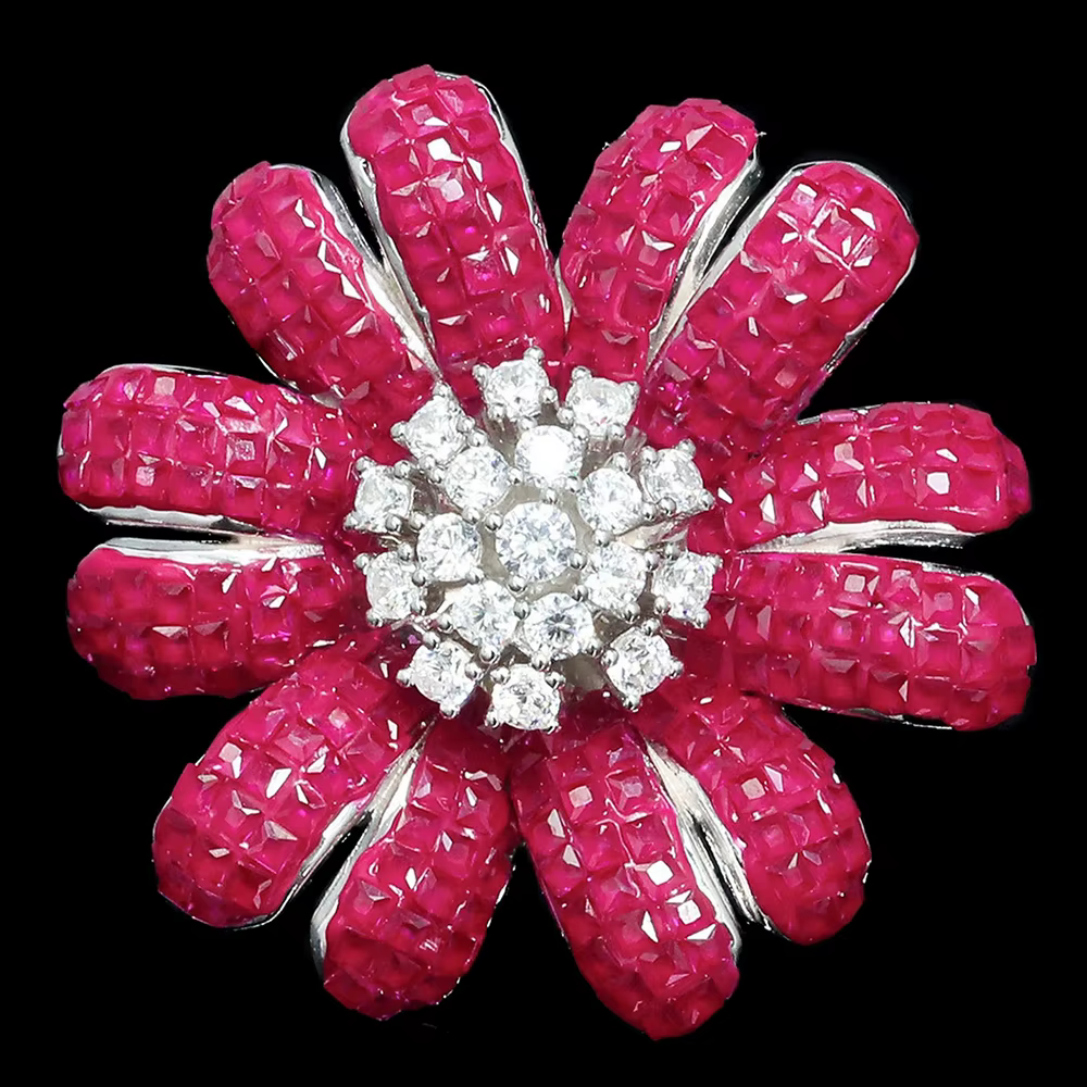 WUIHA Vintage 925 en argent Sterling laboratoire saphir rubis diamants à haute teneur en carbone pierres précieuses mariage fiançailles fleur bague bijoux fins