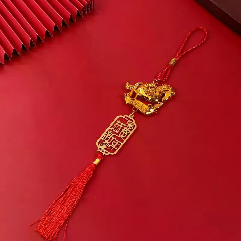 Pendentif cheval du zodiaque en plastique doré