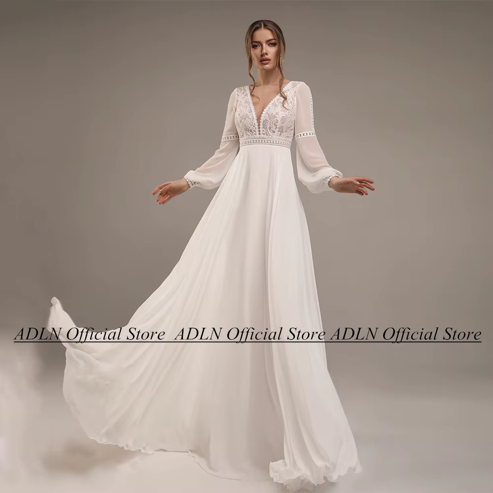 Robe de mariée bohème à manches bouffantes personnalisées