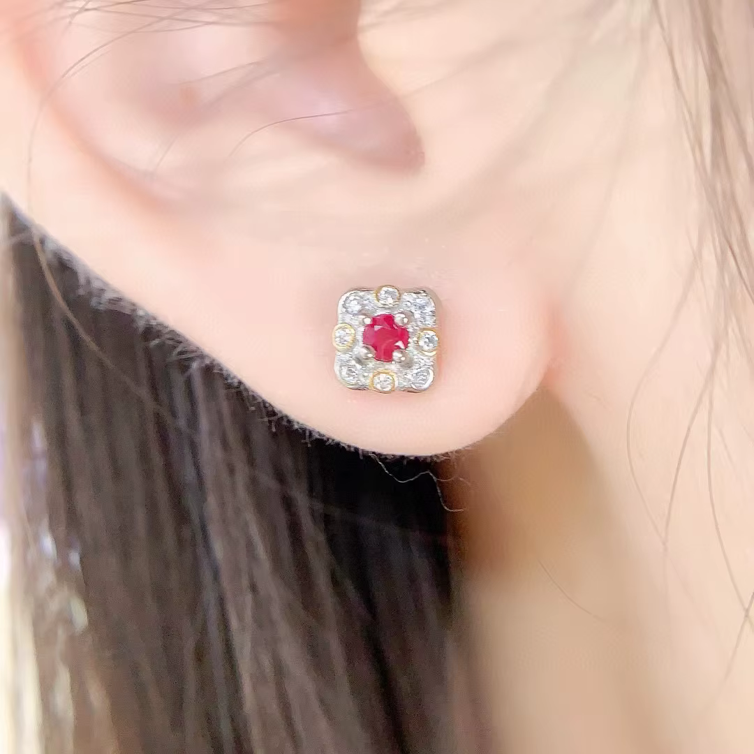 Boucles d'Oreilles en Argent 925 et Plaqué Or 18K