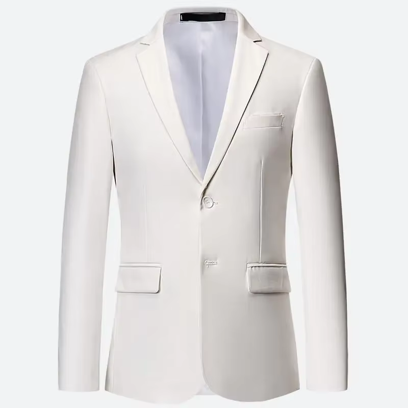 Hommes blanc vestes formelles deux Bittons à manches longues coréen hommes costume vestes tenue de bureau Blazer de mariage