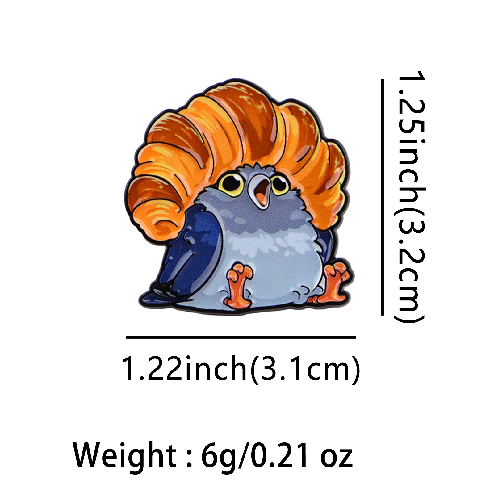 Broche en émail Pigeon Croissant Français, Épingles de revers, Badges pour sacs à dos et vêtements, Accessoires, Bijoux amusants, Cadeaux