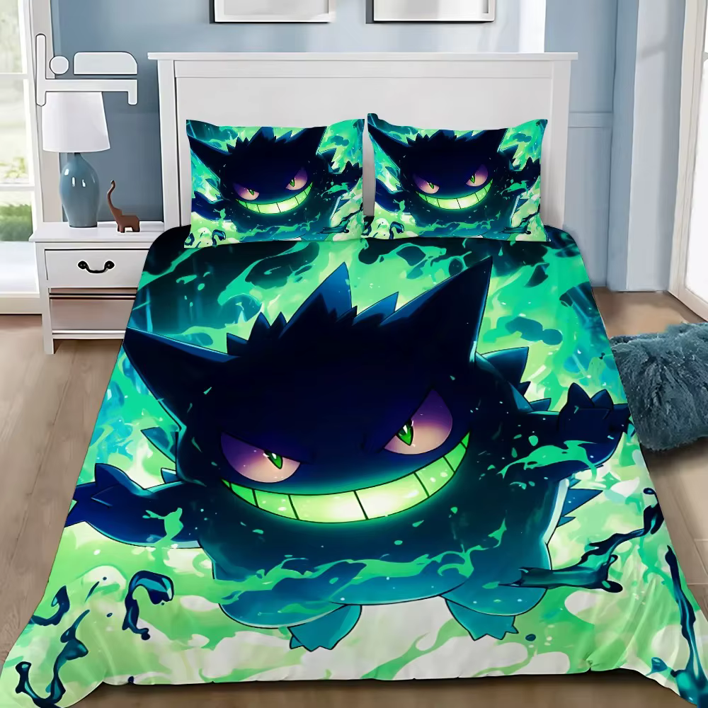 Housse de couette et taie d'oreiller Gengar de dessin animé